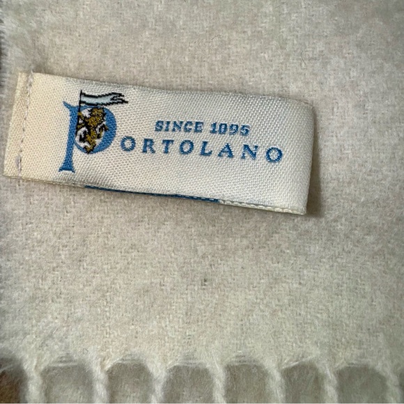 Portolano 100% Cashmere Ivory Cream Scarf Twisted Rope Fringe Classic Luxury - Picture 2 of 8